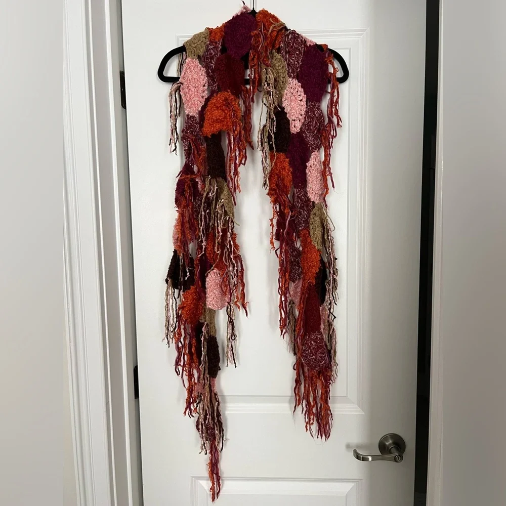 Steve Madden Multicolor Fringe Patchwork Knit Scarf - Picture 1 of 3